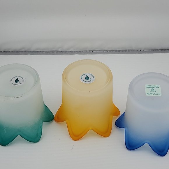 Set of 3 PartyLite Jewel Candle Holders P7161 jar tealight holders retired 2.5" - Picture 10 of 13